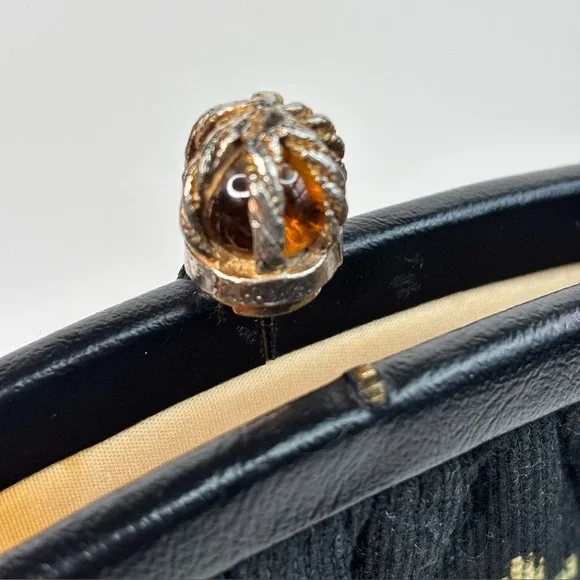 Vintage 1950’s Harry Levine Jewel Kiss Clasp Floral Tapestry Purse Leather Strap - Picture 6 of 16